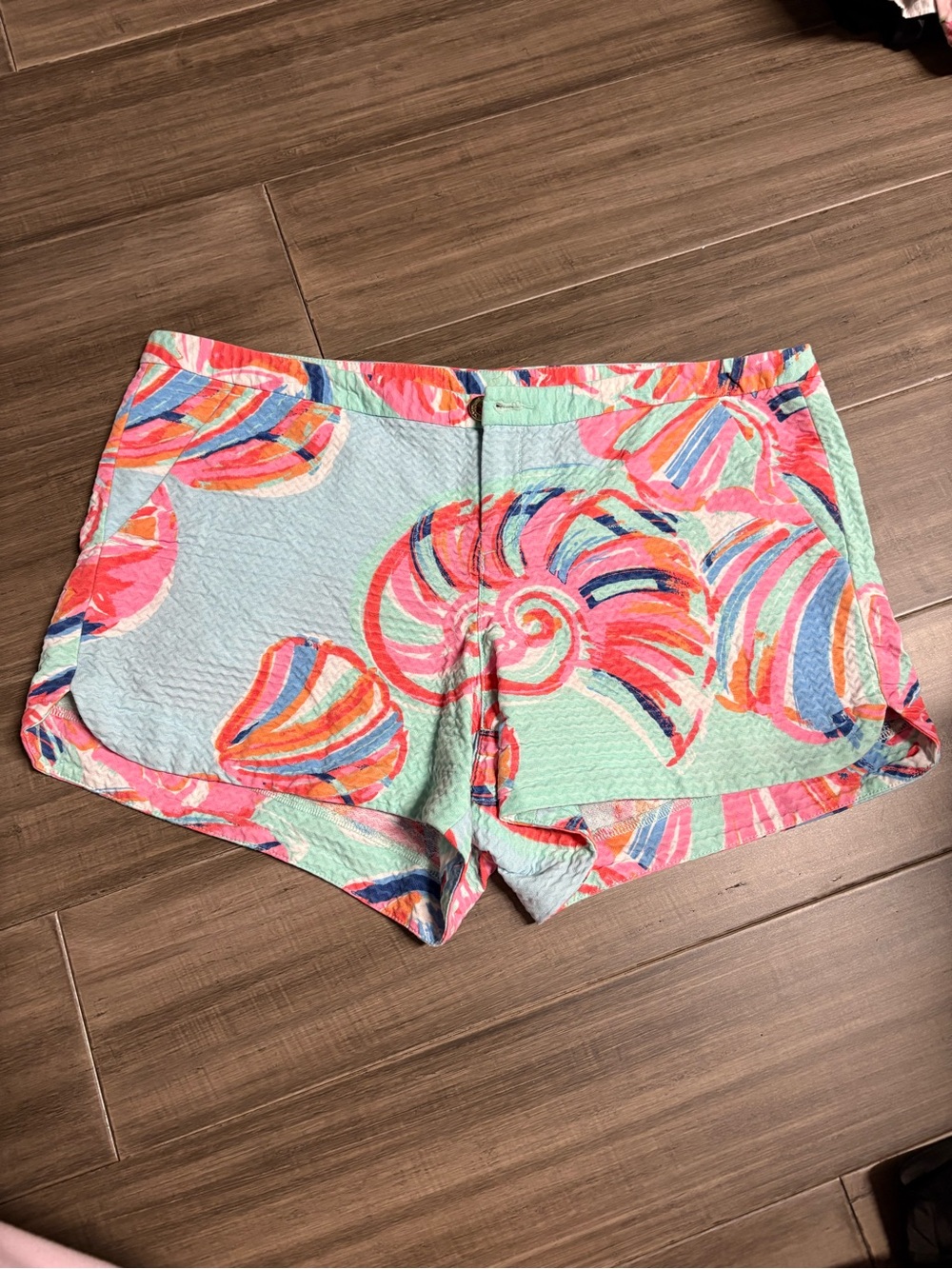 Lilly Pulitzer Mint Multi Shell-Print Shorts